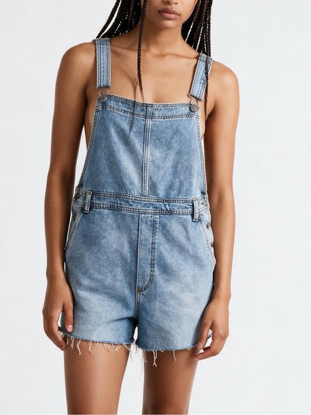 Aerie Denim Short Romper Blue